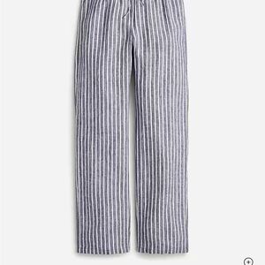 J Crew Soleil Pant Striped Gray and White Linen Pants